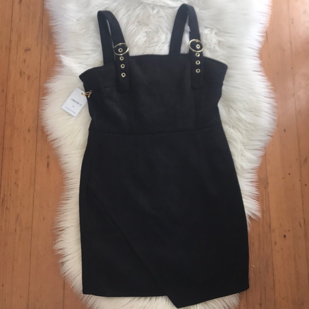 F21 faux suede Black Knit Mini Dress (S)